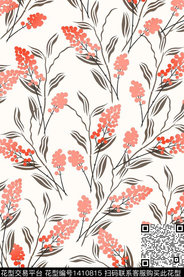清爽底花卉花卉大牌风数码印花华亿平台下载（图片编号: 1410815） - 瓦栏（Walan）