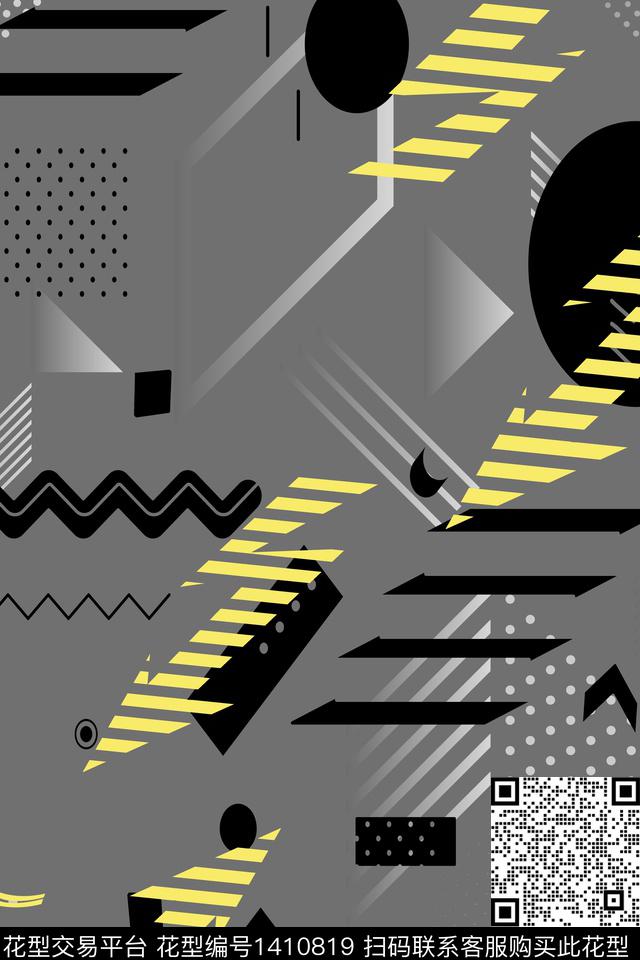 几何男装满版花大牌风传统印花华亿平台下载（图片编号: 1410819） - 瓦栏（Walan）