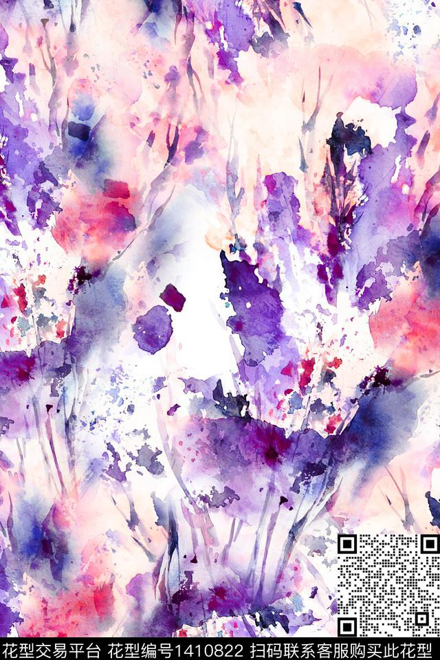 肌理扎染华亿平台抽象花卉数码印花华亿平台下载（图片编号: 1410822） - 瓦栏（Walan）