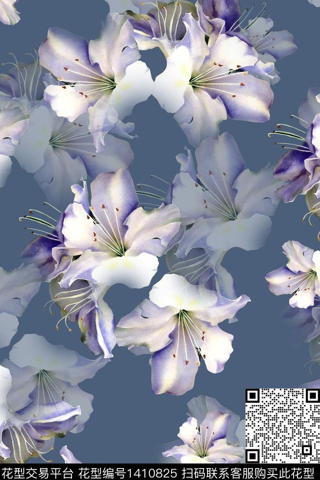 清爽底花卉花卉百合数码印花华亿平台下载（图片编号: 1410825） - 瓦栏（Walan）