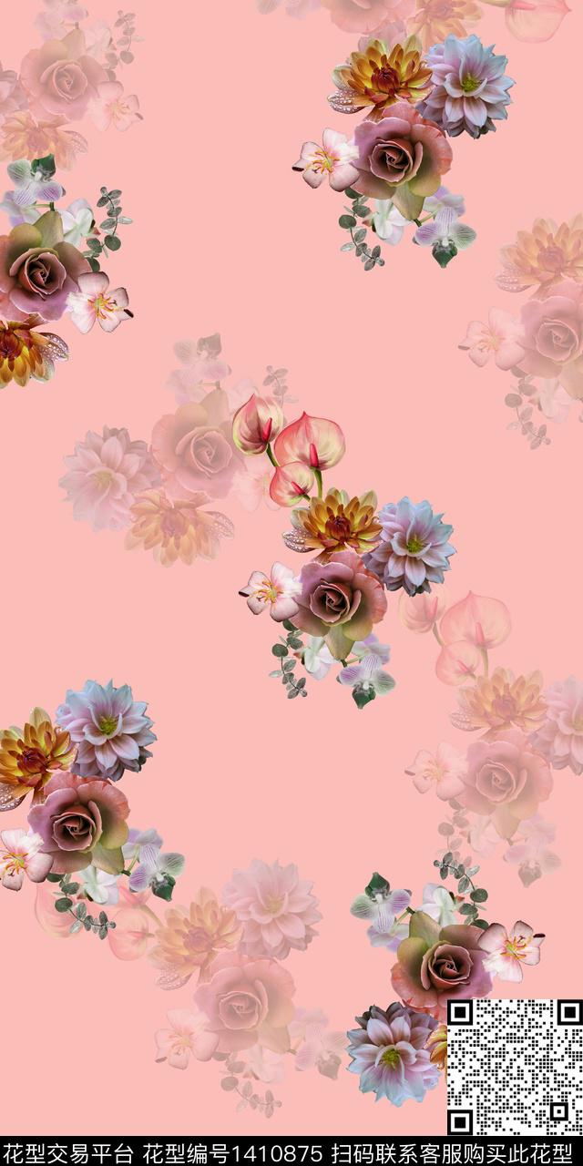 女装花卉小碎花数码印花华亿平台下载（图片编号: 1410875） - 瓦栏（Walan）