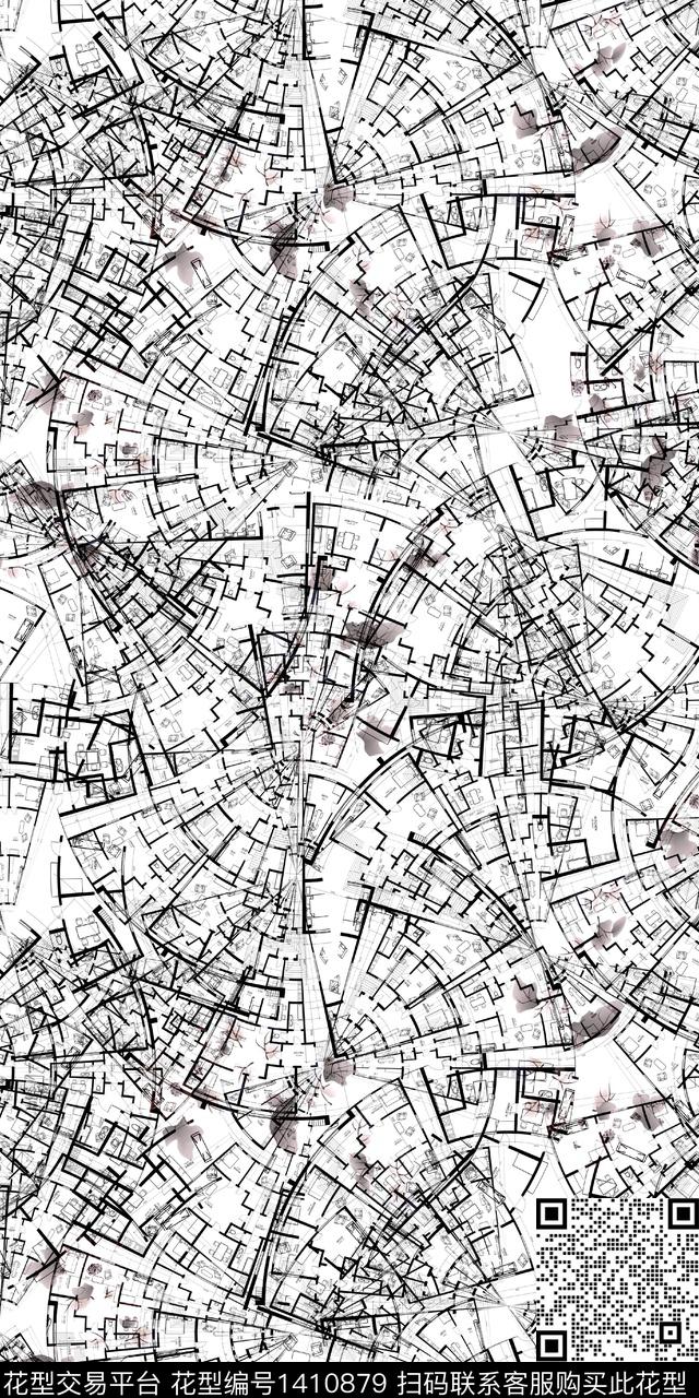 几何女装抽象数码印花华亿平台下载（图片编号: 1410879） - 瓦栏（Walan）