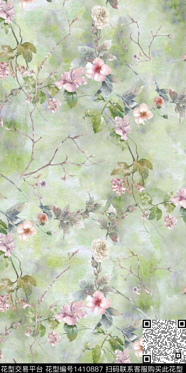 女装花卉小碎花数码印花华亿平台下载（图片编号: 1410887） - 瓦栏（Walan）