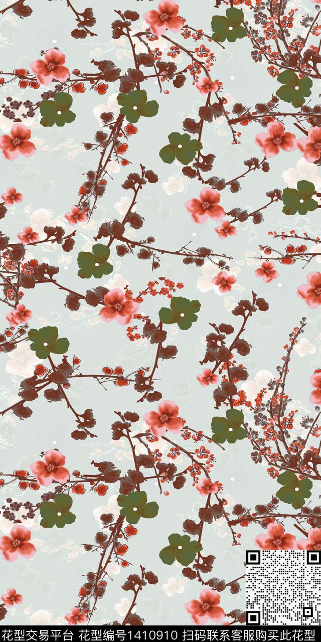 女装花卉大花数码印花华亿平台下载（图片编号: 1410910） - 瓦栏（Walan）