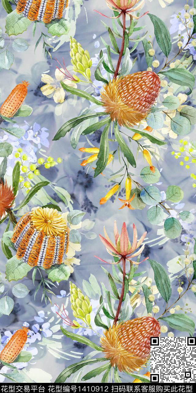 女装花卉大花数码印花华亿平台下载（图片编号: 1410912） - 瓦栏（Walan）