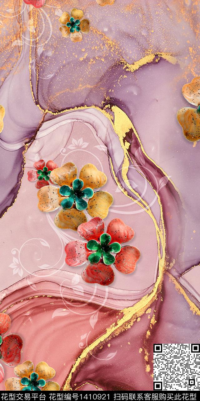 女装花卉抽象数码印花华亿平台下载（图片编号: 1410921） - 瓦栏（Walan）