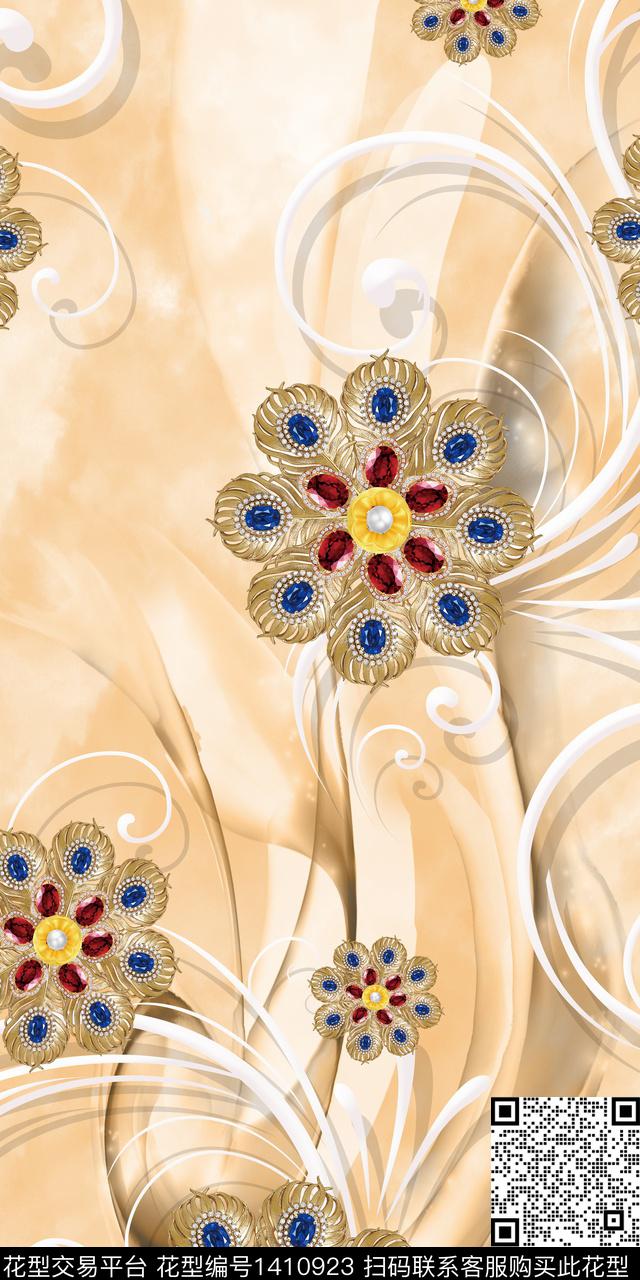 女装花卉抽象数码印花华亿平台下载（图片编号: 1410923） - 瓦栏（Walan）