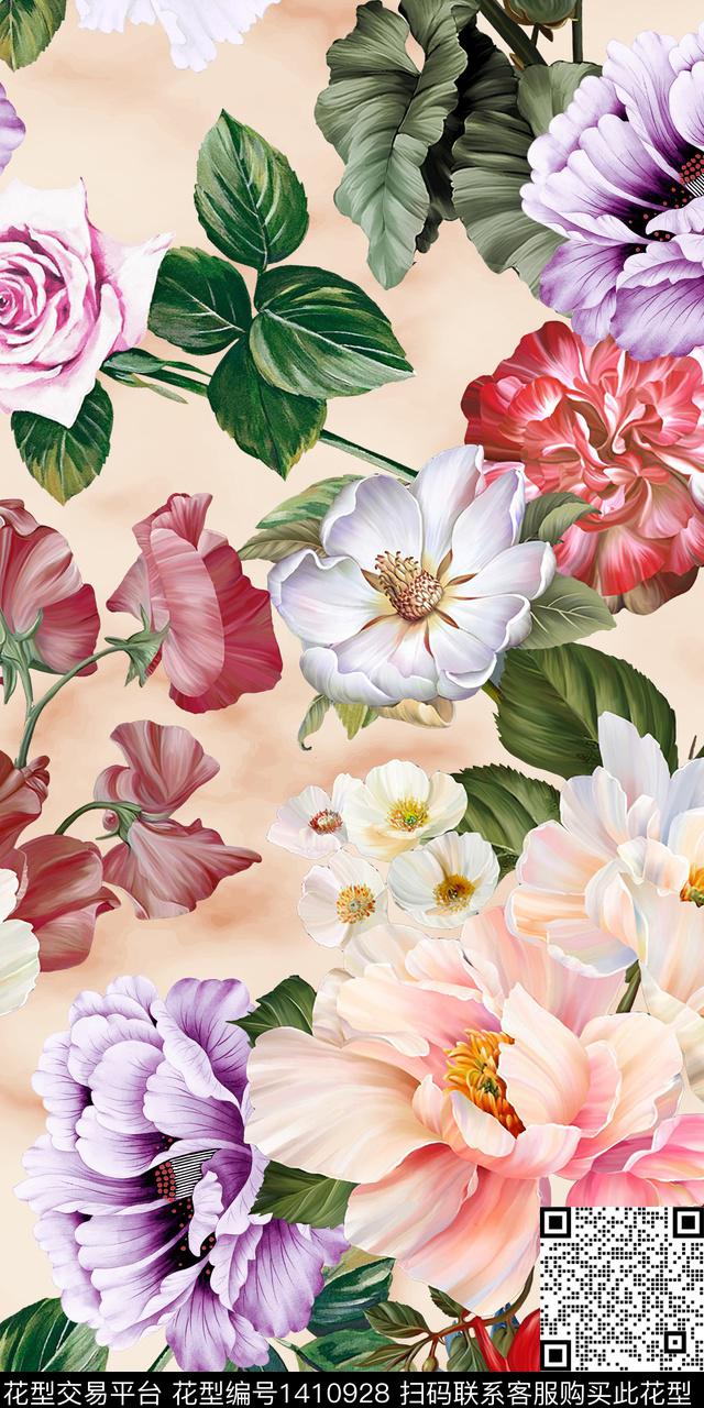 女装满版散花数码印花华亿平台下载（图片编号: 1410928） - 瓦栏（Walan）