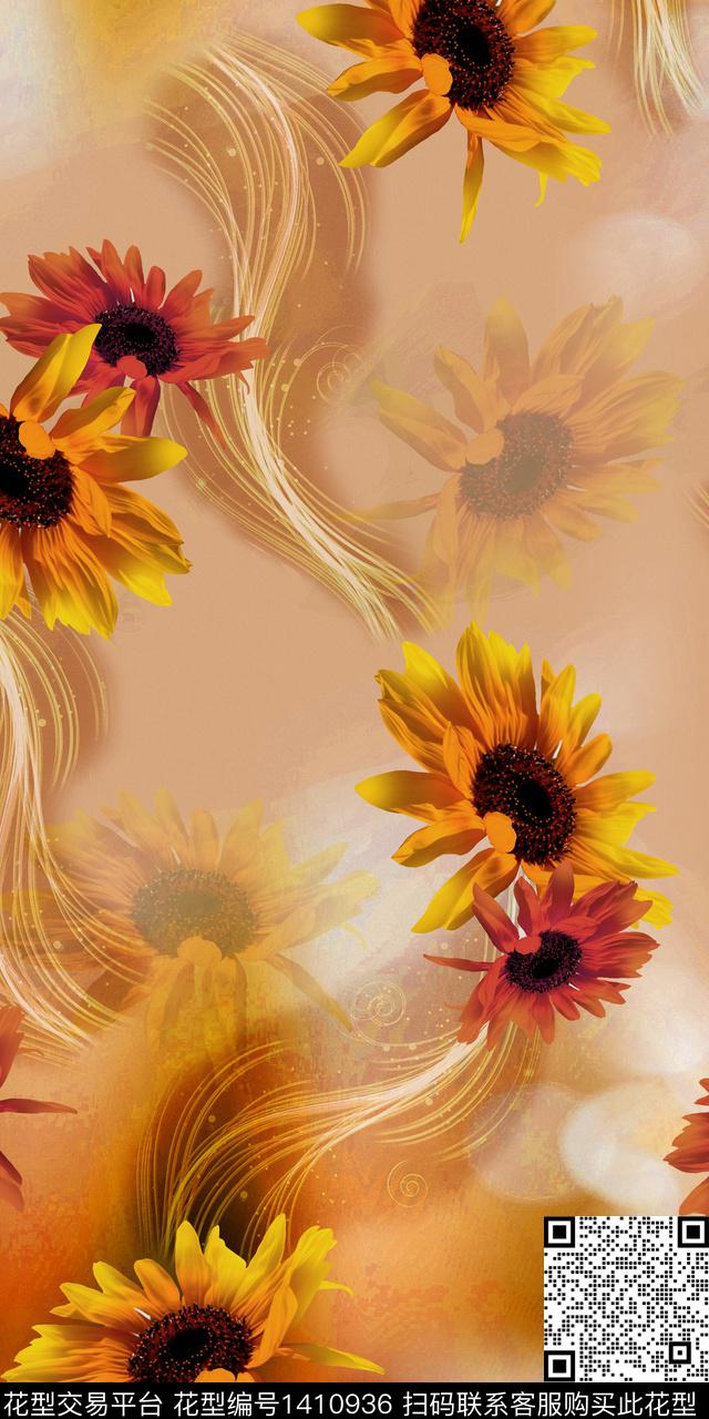 女装花卉抽象数码印花华亿平台下载（图片编号: 1410936） - 瓦栏（Walan）