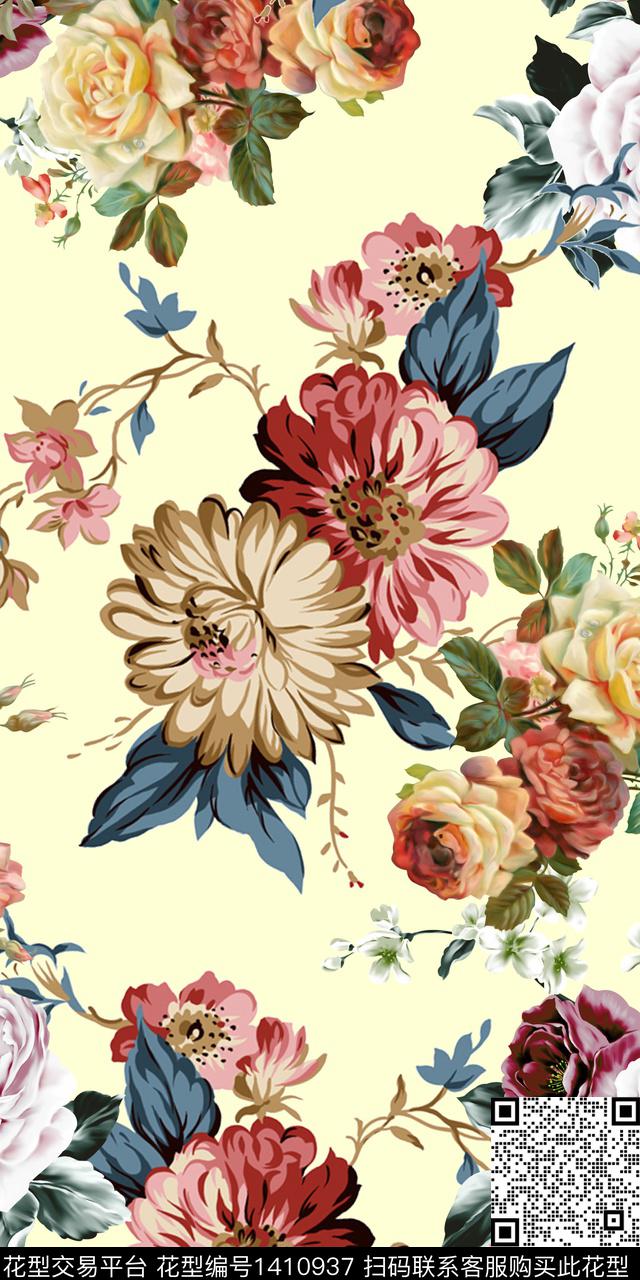 女装满版散花数码印花华亿平台下载（图片编号: 1410937） - 瓦栏（Walan）