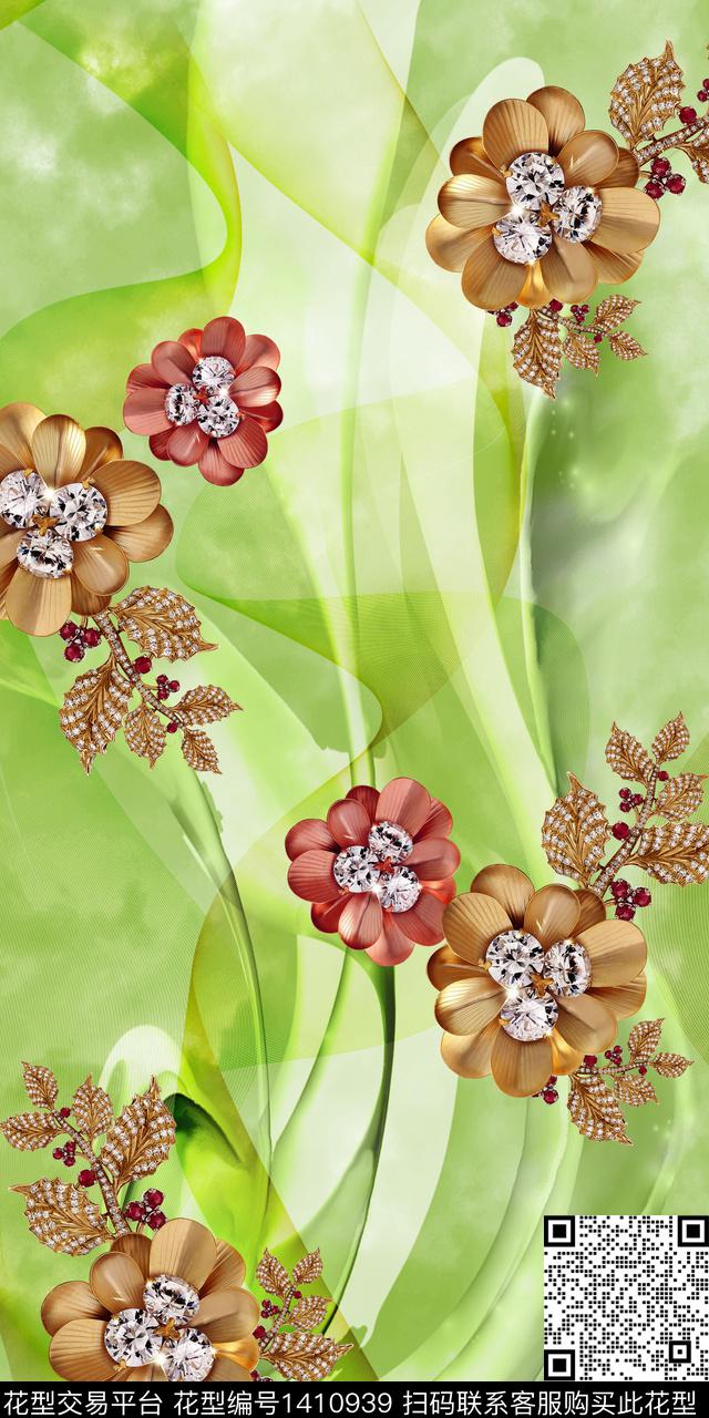 女装花卉抽象数码印花华亿平台下载（图片编号: 1410939） - 瓦栏（Walan）