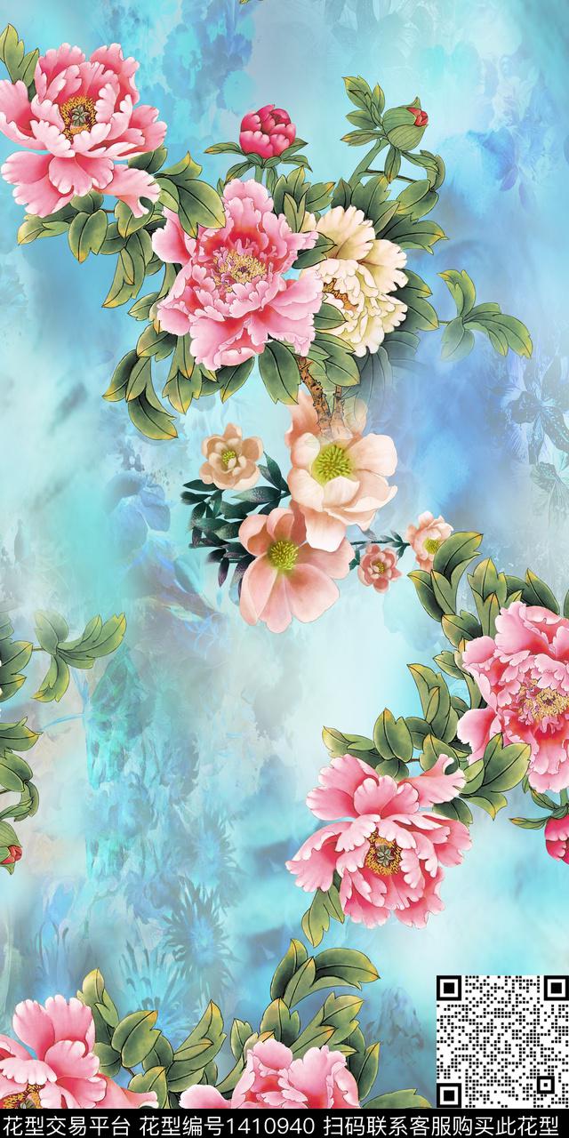 女装满版散花数码印花华亿平台下载（图片编号: 1410940） - 瓦栏（Walan）