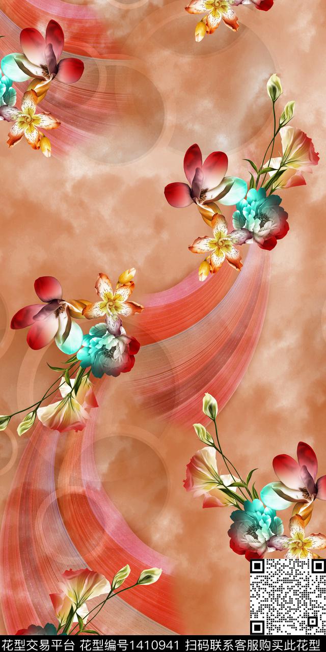 女装花卉抽象数码印花华亿平台下载（图片编号: 1410941） - 瓦栏（Walan）