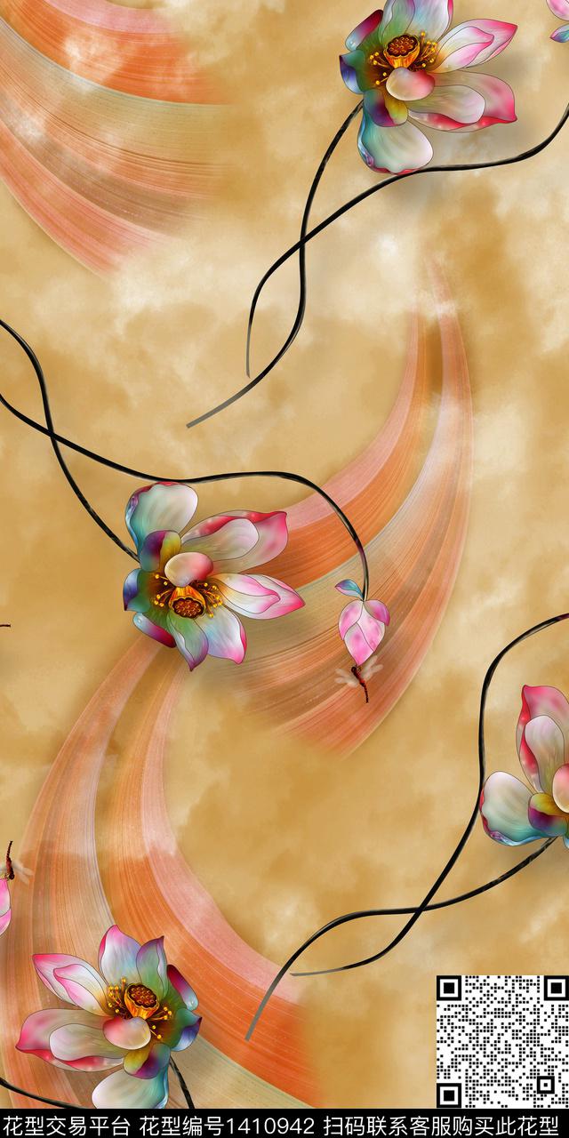 女装花卉大花数码印花华亿平台下载（图片编号: 1410942） - 瓦栏（Walan）