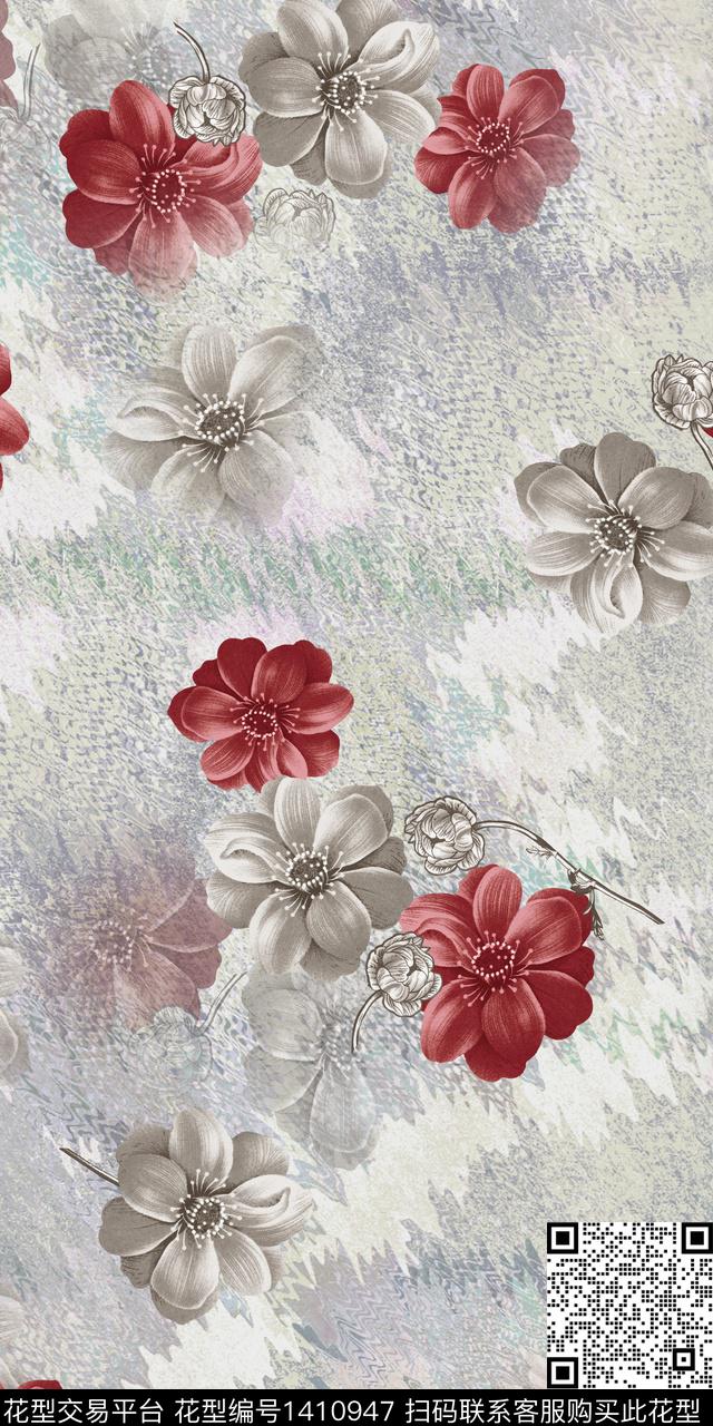 女装花卉大花数码印花华亿平台下载（图片编号: 1410947） - 瓦栏（Walan）