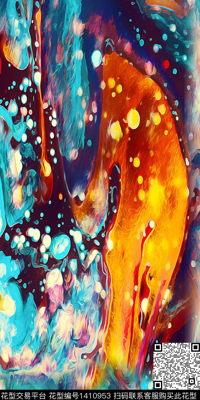 女装花卉抽象数码印花华亿平台下载（图片编号: 1410953） - 瓦栏（Walan）