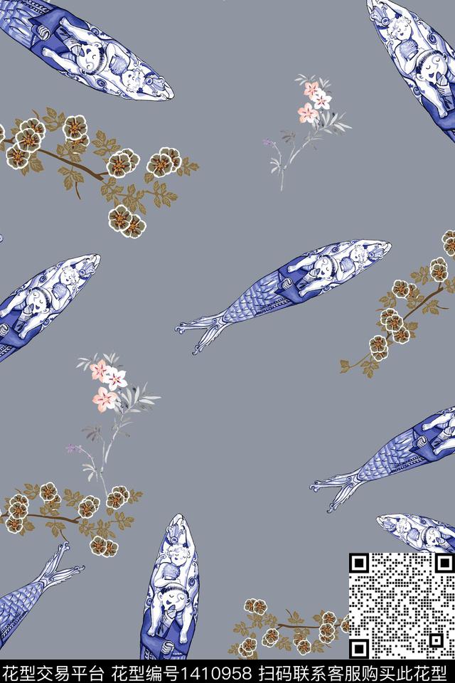 花卉大牌风小清新数码印花华亿平台下载（图片编号: 1410958） - 瓦栏（Walan）