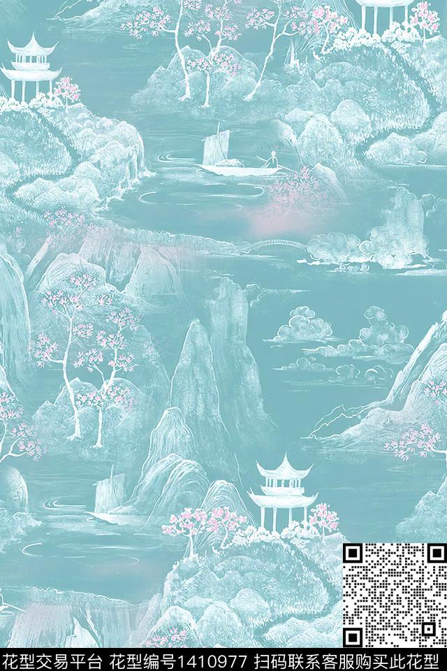 肌理水彩大牌风数码印花华亿平台下载（图片编号: 1410977） - 瓦栏（Walan）