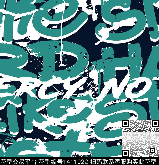 字母笔触波点传统印花华亿平台下载（图片编号: 1411022） - 瓦栏（Walan）