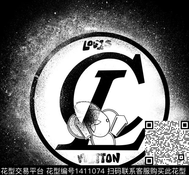 定位花渐变字母数码印花华亿平台下载（图片编号: 1411074） - 瓦栏（Walan）