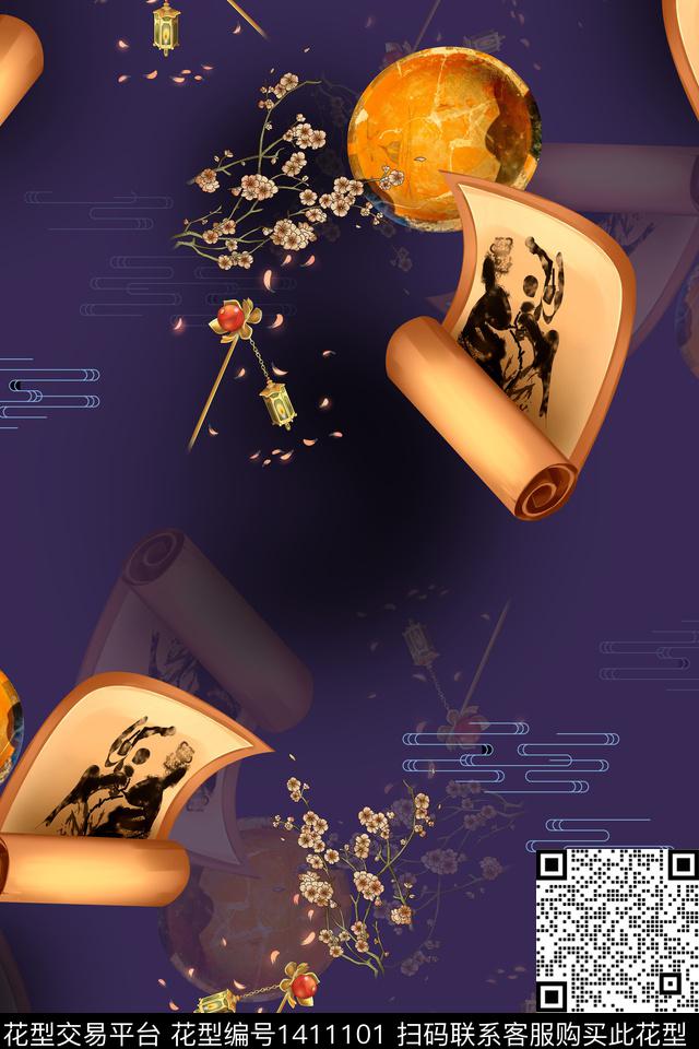 连衣裙香云纱中国风传统印花华亿平台下载（图片编号: 1411101） - 瓦栏（Walan）