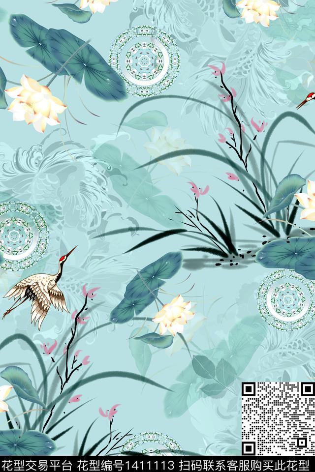 女装花卉中国风数码印花华亿平台下载（图片编号: 1411113） - 瓦栏（Walan）