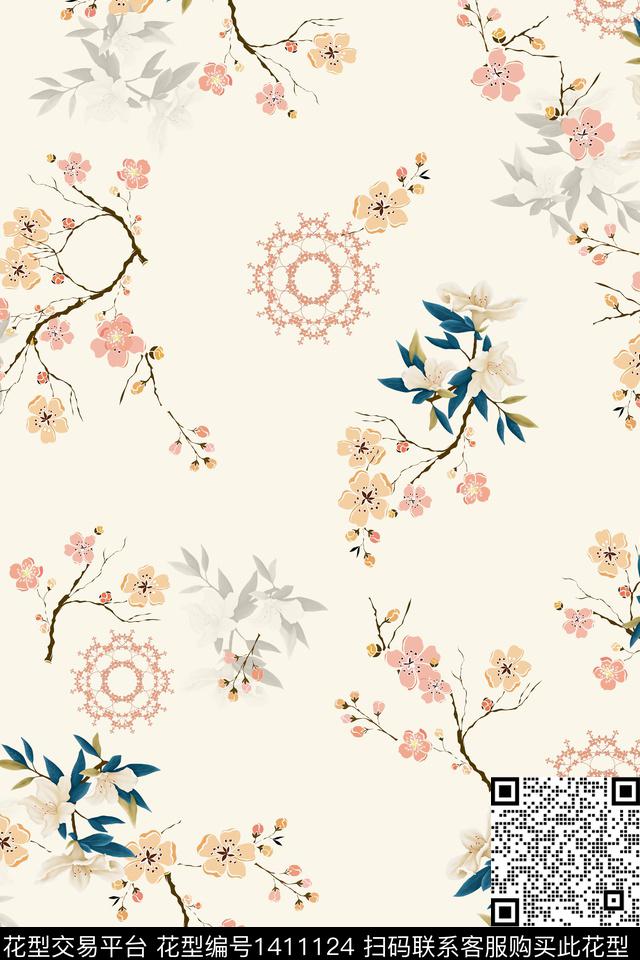 女装花卉中国风数码印花华亿平台下载（图片编号: 1411124） - 瓦栏（Walan）