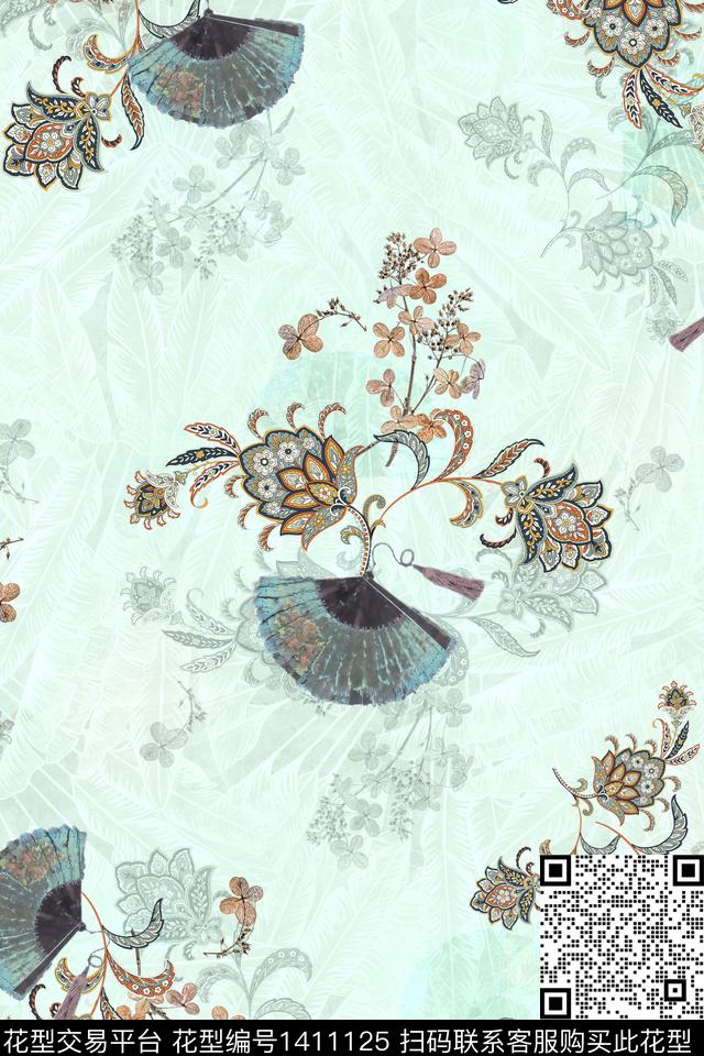 女装花卉中国风数码印花华亿平台下载（图片编号: 1411125） - 瓦栏（Walan）
