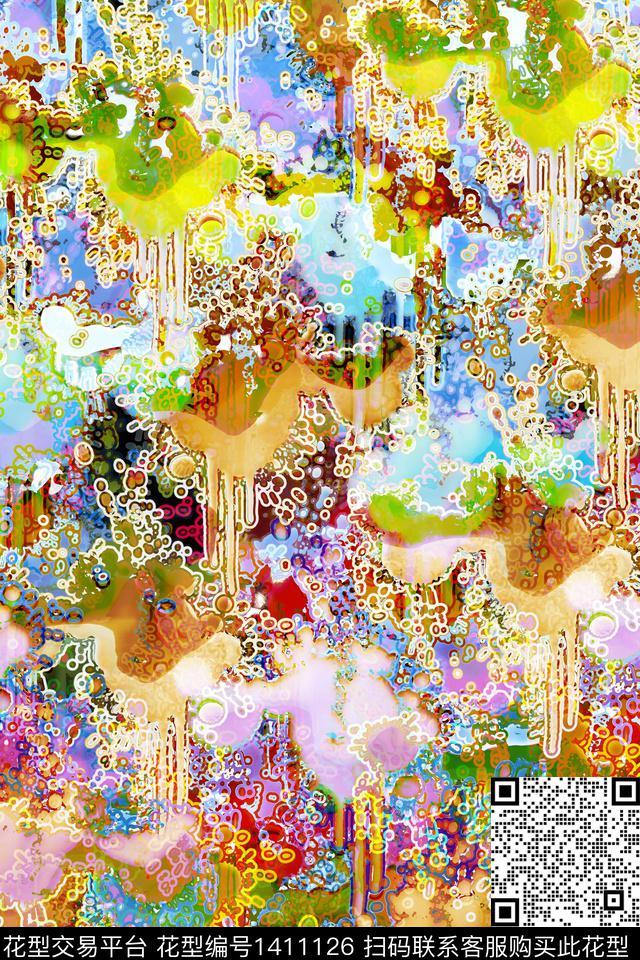 抽象男装家居服户外数码印花华亿平台下载（图片编号: 1411126） - 瓦栏（Walan）