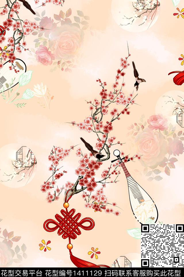女装花卉中国风数码印花华亿平台下载（图片编号: 1411129） - 瓦栏（Walan）