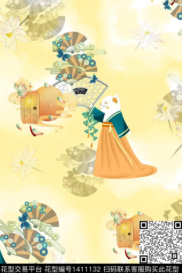 女装花卉中国风数码印花华亿平台下载（图片编号: 1411132） - 瓦栏（Walan）