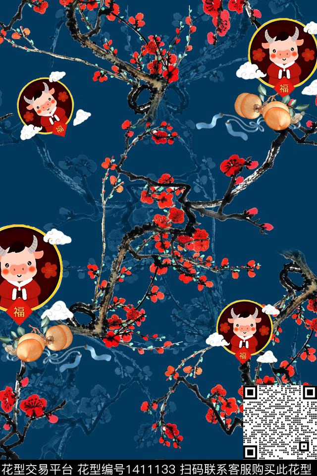 女装花卉中国风数码印花华亿平台下载（图片编号: 1411133） - 瓦栏（Walan）
