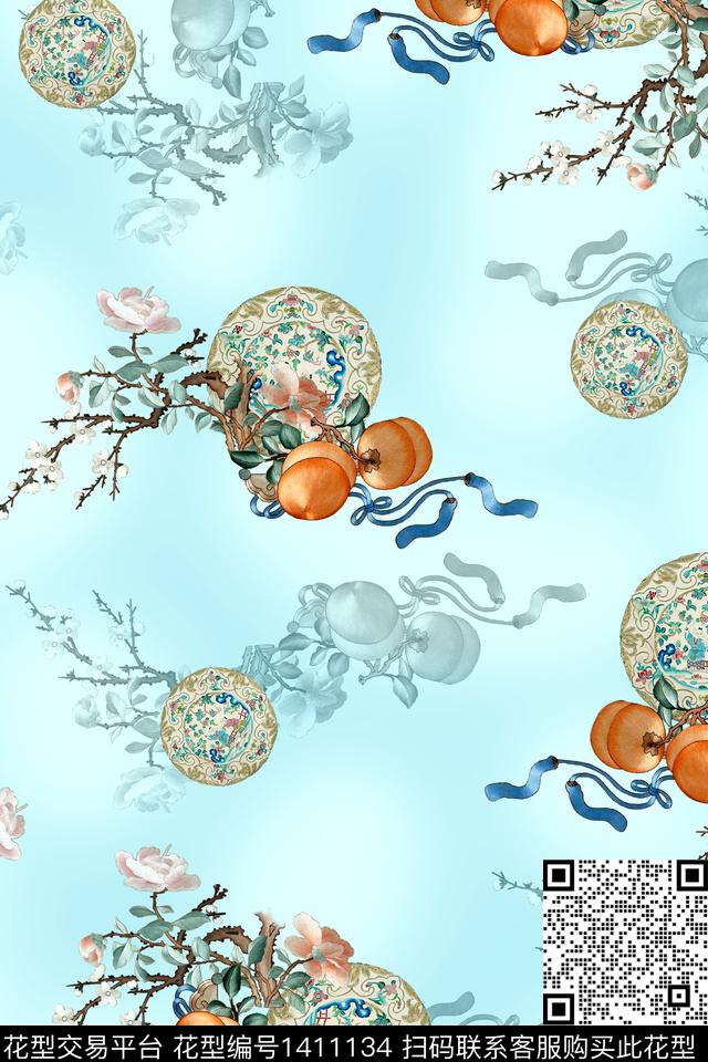 女装花卉中国风数码印花华亿平台下载（图片编号: 1411134） - 瓦栏（Walan）