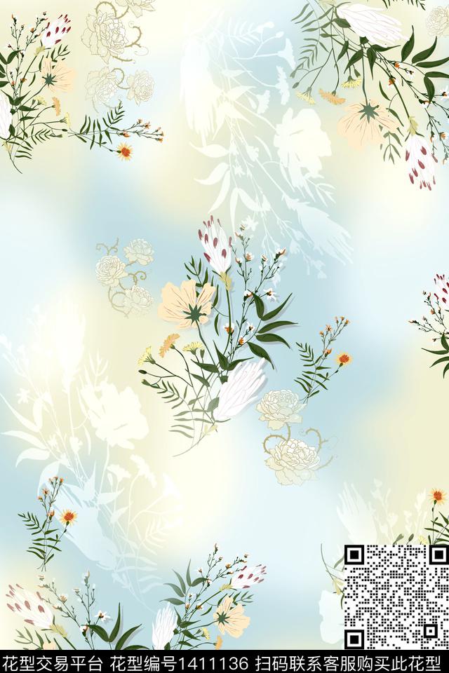 女装花卉中国风数码印花华亿平台下载（图片编号: 1411136） - 瓦栏（Walan）
