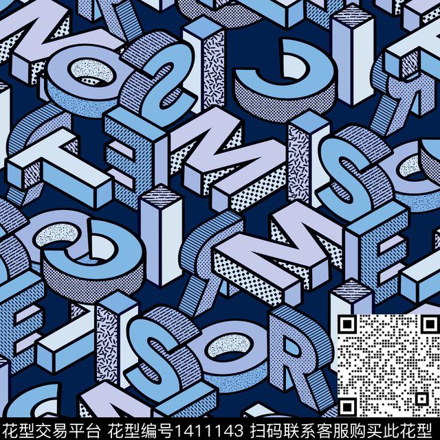 迷彩立体字母几何传统印花华亿平台下载（图片编号: 1411143） - 瓦栏（Walan）