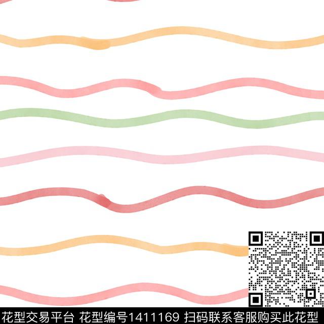 线条水彩扎染华亿平台数码印花华亿平台下载（图片编号: 1411169） - 瓦栏（Walan）