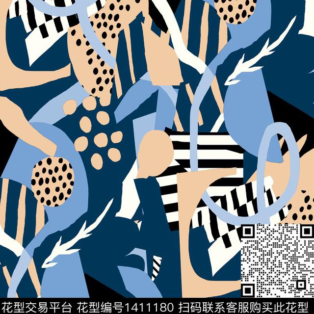 几何字母迷彩传统印花华亿平台下载（图片编号: 1411180） - 瓦栏（Walan）