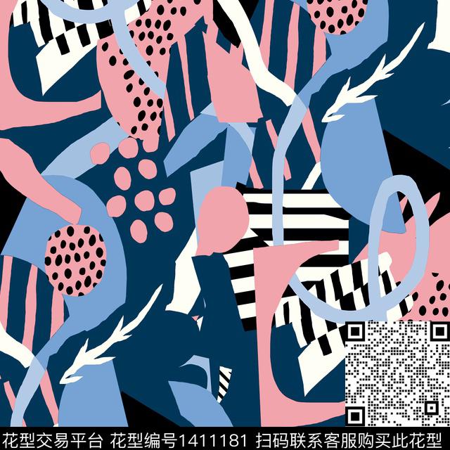 几何字母迷彩传统印花华亿平台下载（图片编号: 1411181） - 瓦栏（Walan）