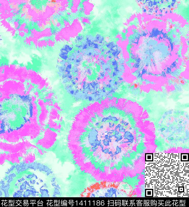 定位花数码华亿平台扎染华亿平台数码印花华亿平台下载（图片编号: 1411186） - 瓦栏（Walan）