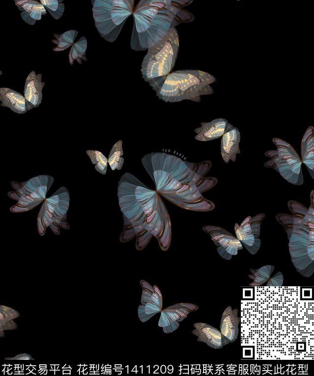 花卉蝴蝶动物女装数码印花华亿平台下载（图片编号: 1411209） - 瓦栏（Walan）