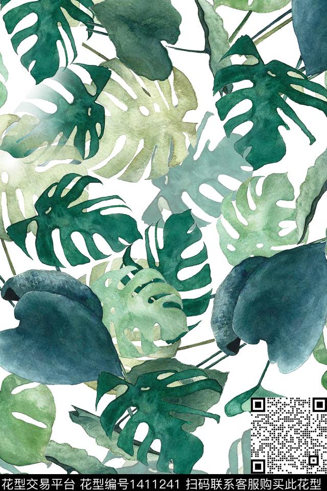 时尚花卉真丝数码印花华亿平台下载（图片编号: 1411241） - 瓦栏（Walan）