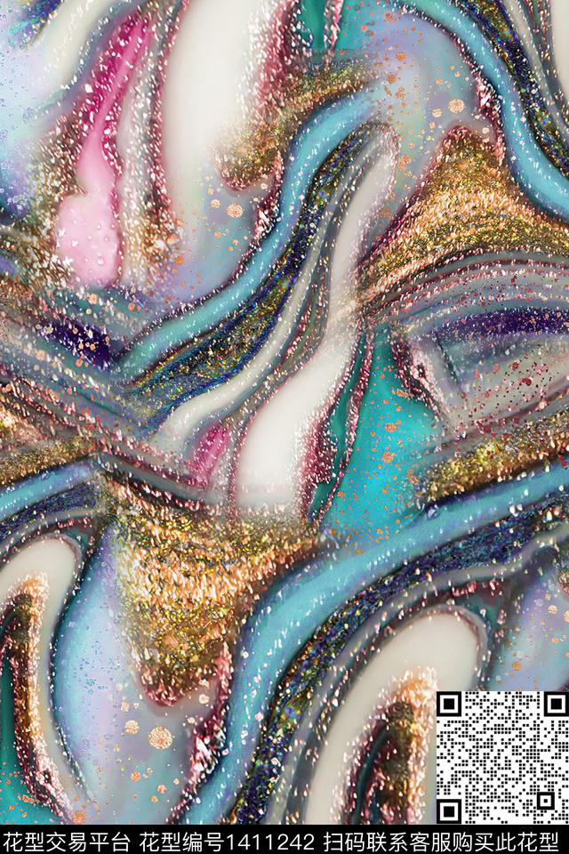 时尚花卉真丝数码印花华亿平台下载（图片编号: 1411242） - 瓦栏（Walan）