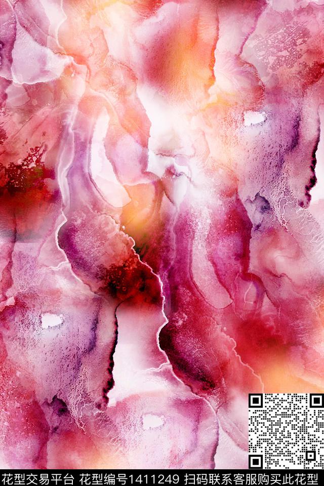 肌理扎染华亿平台抽象花卉数码印花华亿平台下载（图片编号: 1411249） - 瓦栏（Walan）