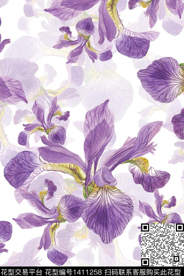清爽底花卉花卉大牌风数码印花华亿平台下载（图片编号: 1411258） - 瓦栏（Walan）