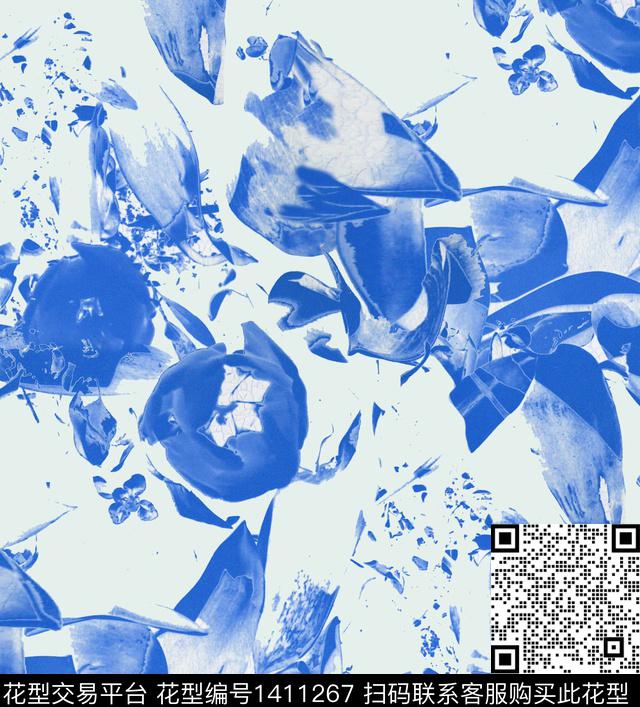 剪影笔触2021春夏数码印花华亿平台下载（图片编号: 1411267） - 瓦栏（Walan）