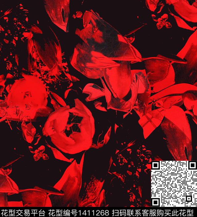 剪影笔触2021春夏数码印花华亿平台下载（图片编号: 1411268） - 瓦栏（Walan）