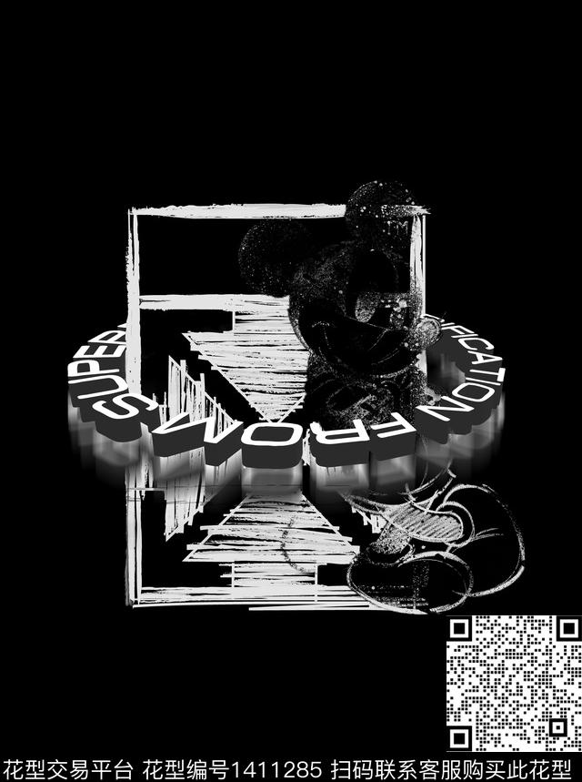 定位花渐变字母数码印花华亿平台下载（图片编号: 1411285） - 瓦栏（Walan）