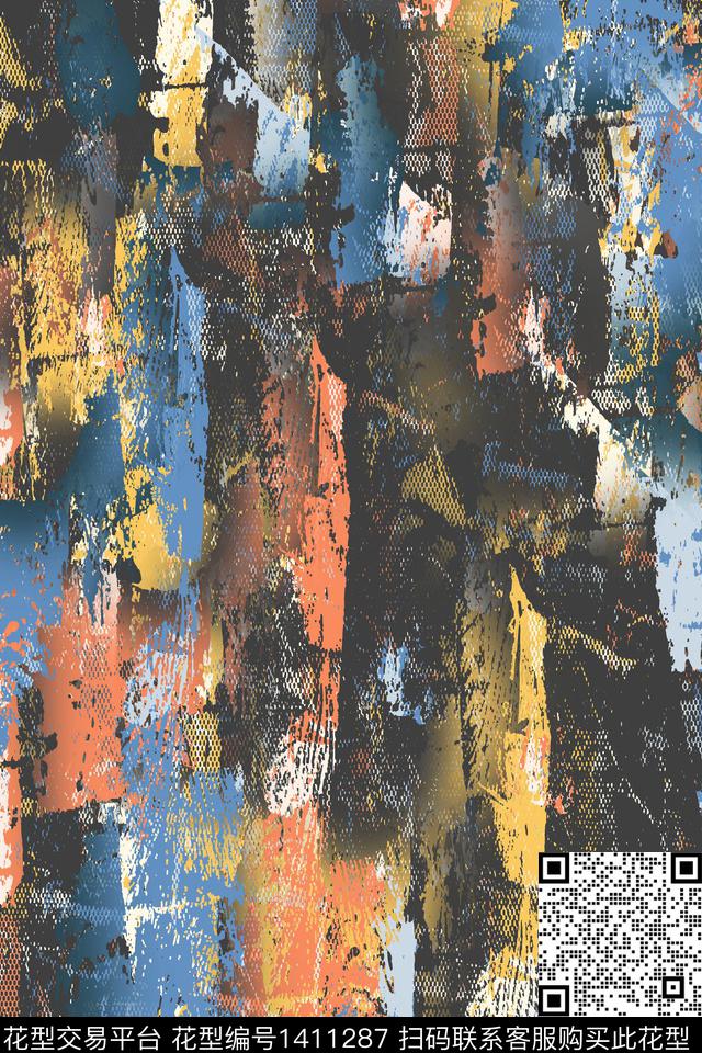 炫彩几何肌理数码印花华亿平台下载（图片编号: 1411287） - 瓦栏（Walan）