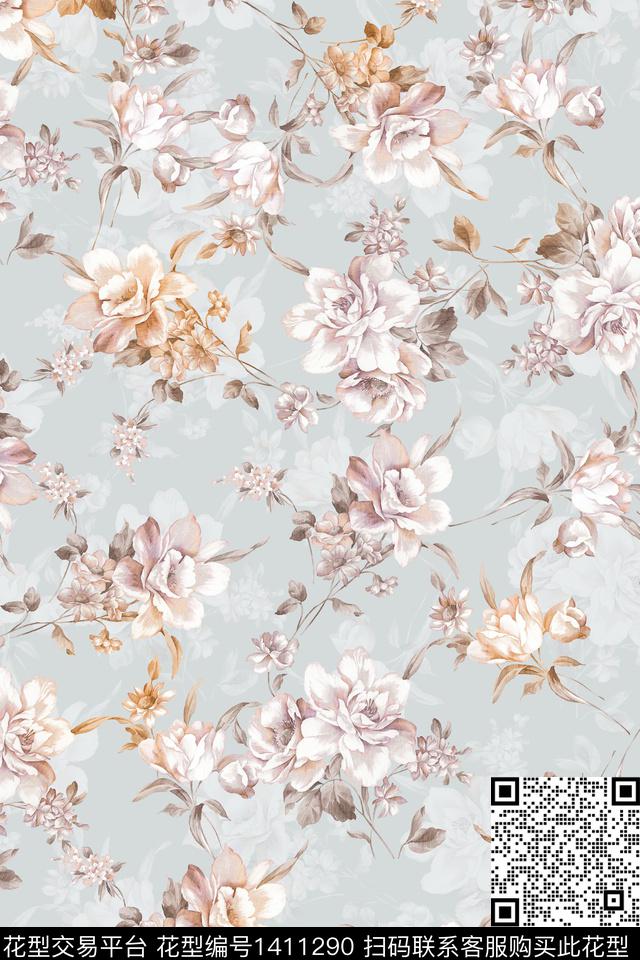 绿植树叶大牌风小清新数码印花华亿平台下载（图片编号: 1411290） - 瓦栏（Walan）