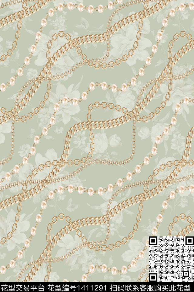 链条大牌风小清新数码印花华亿平台下载（图片编号: 1411291） - 瓦栏（Walan）